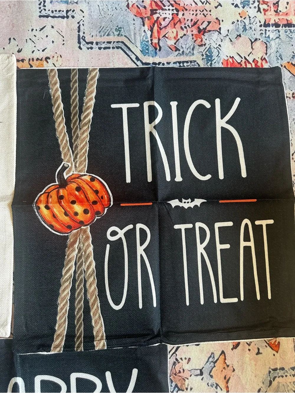 Halloween Decorative Pillow Covers Set of 3 - Black & Cream